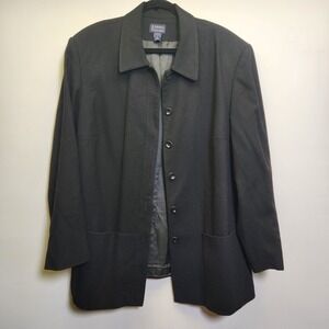 Vtg Andrea Viccaro Women's Worsted Wool Jacket 18W Long Blazer Lined Pockets